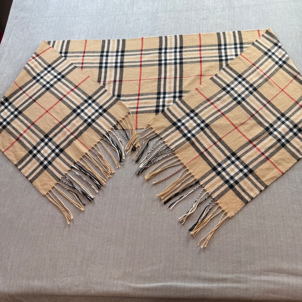 Burberry Inspired Scarf Nova Check Beige Tan Plaid Fringed